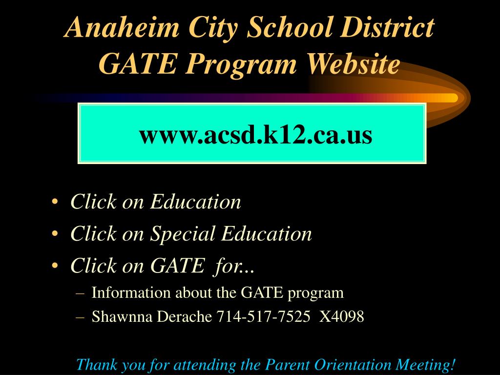 PPT - ANAHEIM CITY SCHOOL DISTRICT Gifted and Talented Education ...