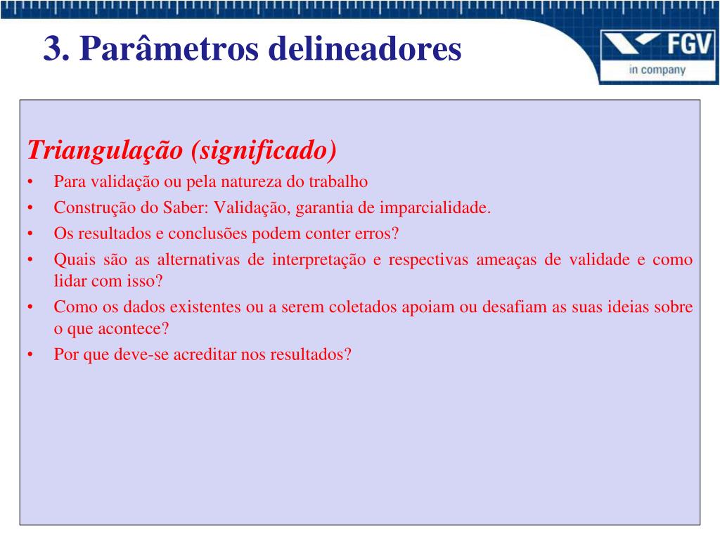 Triangulação dos dados coletados.