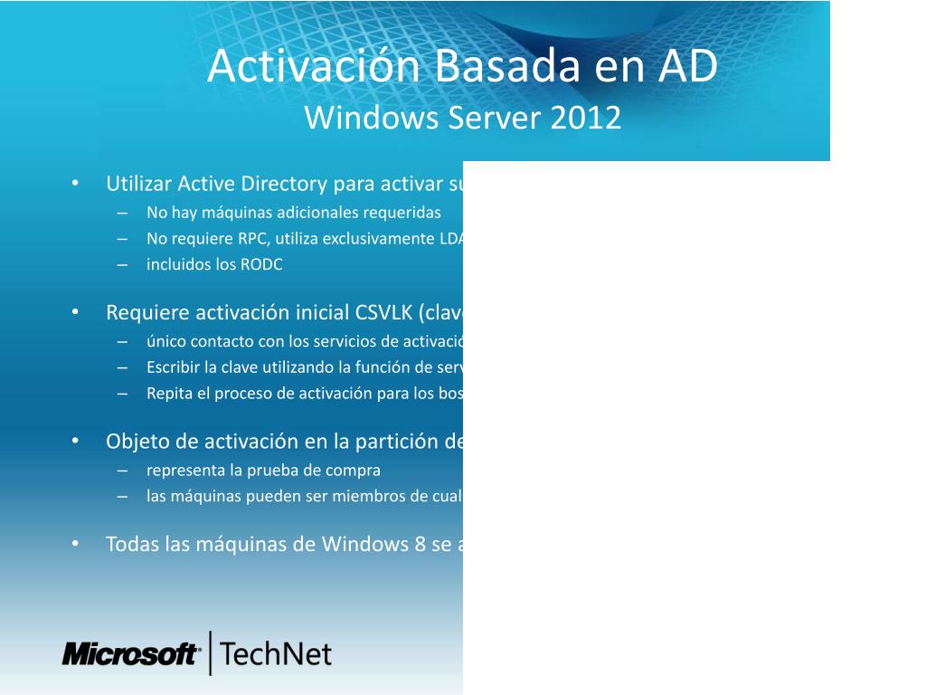 PPT - Windows Server 2012 Novedades de Directorio Activo PowerPoint ...