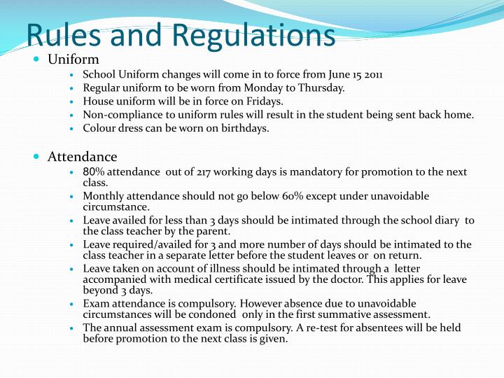 presentation on rules and regulations