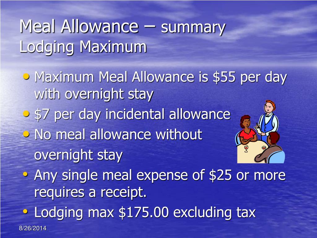 international travel meal allowance
