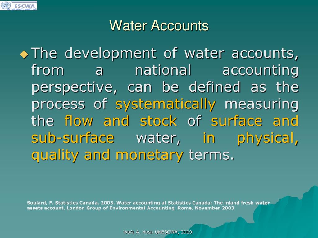 PPT The System of EnvironmentalEconomic Accounting for Water SEEAW