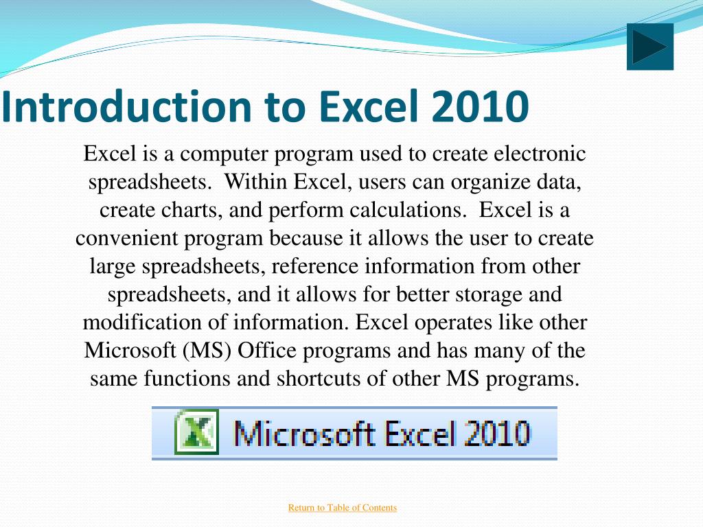 powerpoint presentation on ms excel