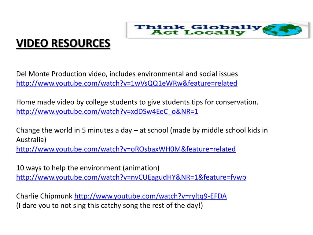 PPT VIDEO RESOURCES Del Monte Production video, includes
